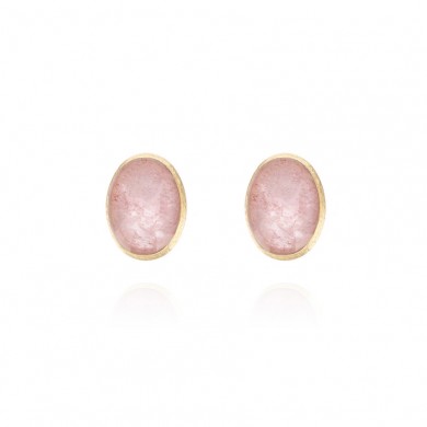 Nanis Обеци - "Boules" Earrings in hand-engraved gold, strawberry quartz, rock crysal and mother-of-pearl