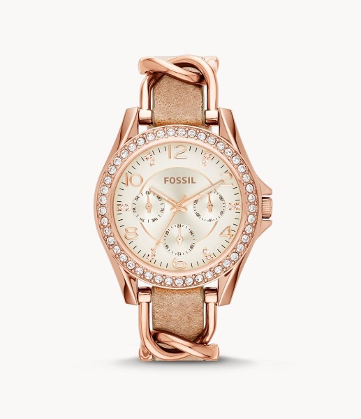 Fossil Riley Multifunction Rose-Tone & Sand Leather 