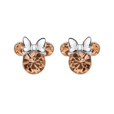 Обеци Disney Mickey Mouse Peach Crystal Stone