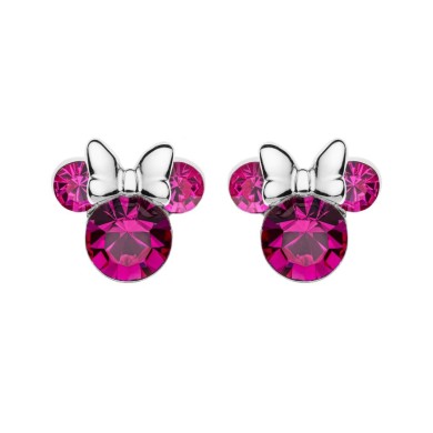 Обеци Disney Mickey Mouse Fuchsia Crystal Stone