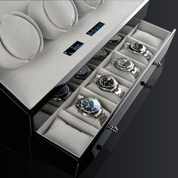Кутия за навиване на часовници Designhütte Watch Winder San Diego 4 - Black / Grey