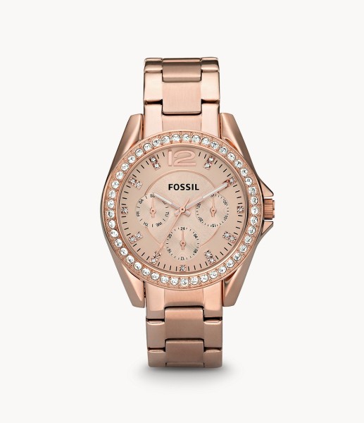 Fossil Riley Multifunction Rose-Tone Stainless Steel 