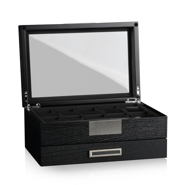 Кутия за часовници Heisse & Sohne Watch Box Monteray 10+ Ash - Black Satin