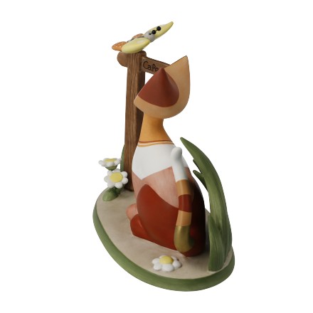 Goebel “Voglia di camminare” Rosina Wachtmeister 31-400-55-1 е очарователна порцеланова фигура на котка с пеперуда, изпълнена с характерните ярки цветове и поетична фантазия на художничката. Limited Edition от само 1 999 броя със сертификат, тя е великолепен колекционерски акцент и прекрасен подарък за любители на котките и изкуството.