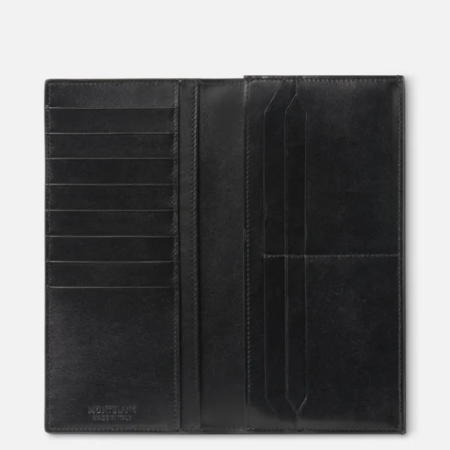 Montblanc Meisterstück Wallet 14cc with Zipped Pocket MB198318 е луксозен дълъг портфейл, произведен в Италия от гладка висококачествена телешка кожа. Разполага с 14 отделения за карти, голям вътрешен джоб с цип, 2 отделения за банкноти и 2 допълнителни вътрешни джоба. Съчетавайки емблематичния дизайн на колекцията Meisterstück, първокласни материали и безупречна изработка, този модел е идеалният избор за ценителите на престижните кожени аксесоари.