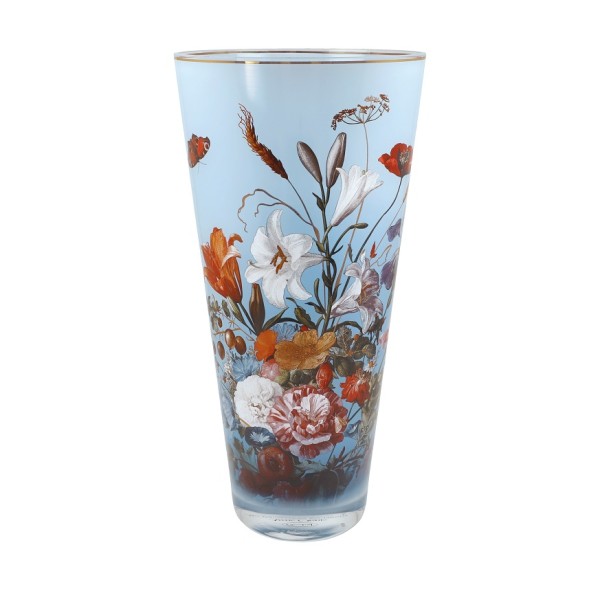 Goebel „Summer Flowers“ е впечатляваща 30-сантиметрова стъклена ваза по мотиви на Jan Davidsz de Heem. Богатият цветен декор, дълбокият син фон и акцентите от истинско злато я превръщат в изискан арт обект за интериора.
