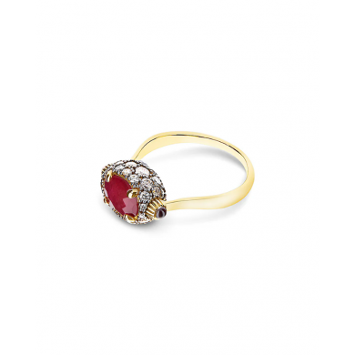 Nanis Пръстен - "Reverse" gold, diamonds, rubies and rock crystal double-face ring (small)