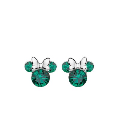 Обеци Disney Mickey Mouse Emerald Green Crystal Stone