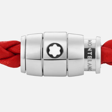 Мъжка гривна Montblanc Bracelet Steel 3 rings closing and Red leather, 60