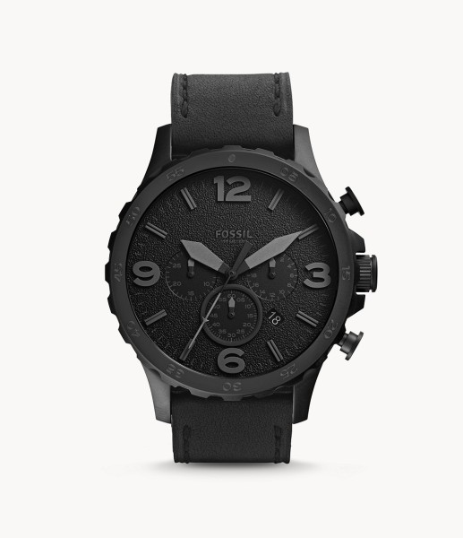 Fossil Nate Chronograph Black Leather