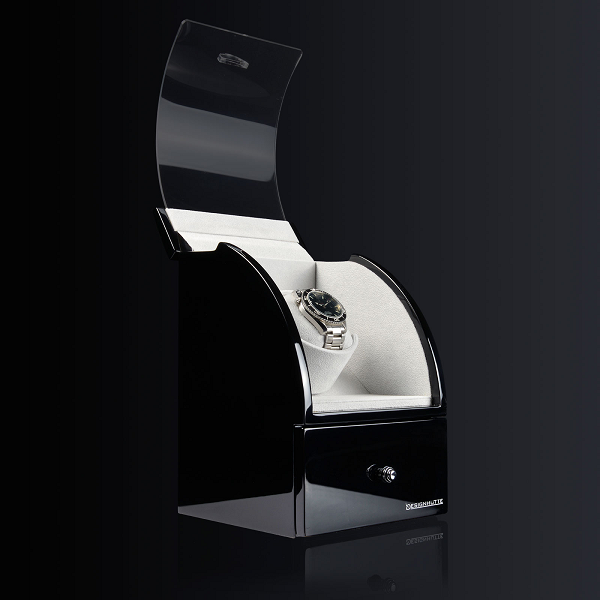 Кутия за навиване на часовници Designhütte Watch Winder Basel 1 - Black / Grey