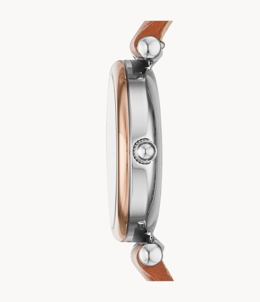 Fossil Carlie Mini Three-Hand Tan Leather