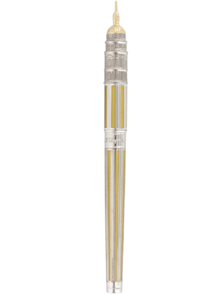 S.T. Dupont Loves Paris Multifunction Pen Limited Edition 420347L е изключителен колекционерски сет, посветен на Париж и създаден в лимитирана серия от само 150 екземпляра. В центъра на композицията стои Line D Large многофункционален пишещ инструмент, който може да се използва като писалка с 14К златно перо или като ролер. Корпусът съчетава висококачествен месинг, златист естествен лак, златисти акценти и паладиево покритие. Художественият постамент от лакирано дърво и метал пресъздава романтиката на френската столица чрез Айфеловата кула, Pont des Arts, парижки пейки и улични фенери. 420347L е едновременно престижен пишещ инструмент, декоративен objet d’art и рядко колекционерско произведение на S.T. Dupont.