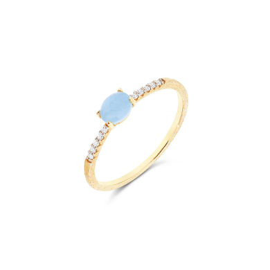 Nanis Пръстен - "Azure" gold, diamonds and aquamarine ring (small)