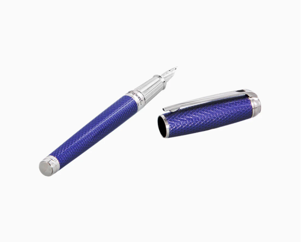 Писалка S.T.Dupont LINE D LARGE OCEAN BLUE AND PALLADIUM LACQUERED FIREHEAD GUILLOCHE