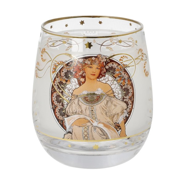 Goebel „Dreaming“ е елегантен стъклен свещник по мотиви на Alphonse Mucha, изработен от духано стъкло и декориран с истинско злато. Меката светлина подчертава романтичния Art Nouveau мотив и създава топъл, артистичен акцент за интериора.