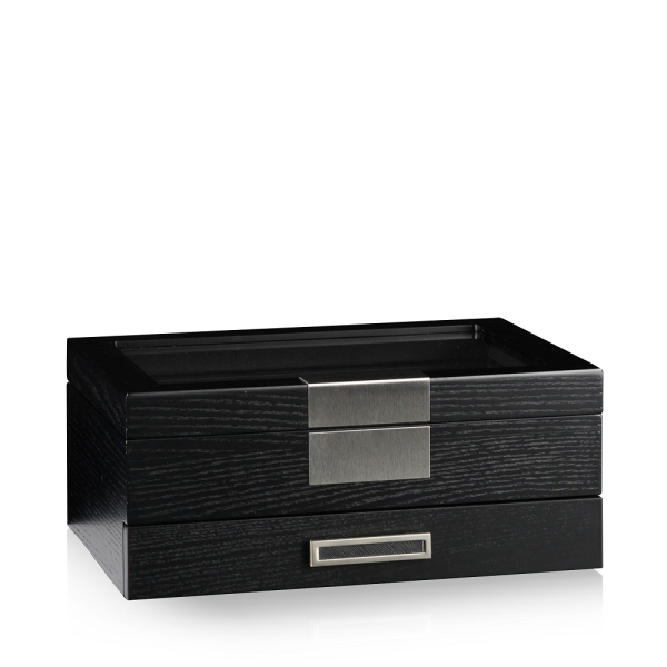 Кутия за часовници Heisse & Sohne Watch Box Monteray 10+ Ash - Black Satin