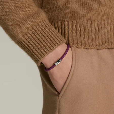 Мъжка гривна Montblanc Meisterstück Collection Steel 3 Ring Bracelet in Cassis Leather, 63