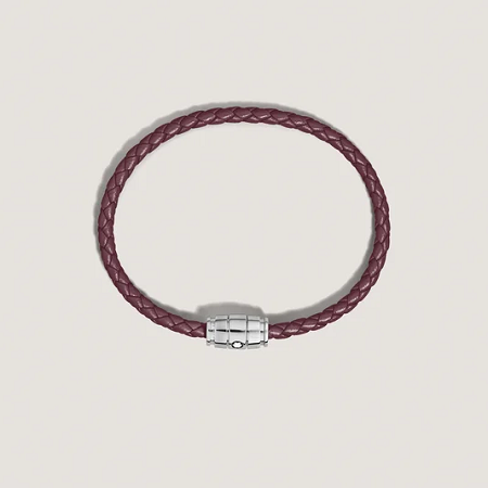 Мъжка гривна Montblanc Meisterstück Collection Steel 3 Ring Bracelet in Cassis Leather, 63