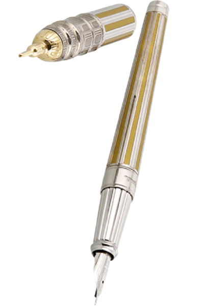 S.T. Dupont Loves Paris Multifunction Pen Limited Edition 420347L е изключителен колекционерски сет, посветен на Париж и създаден в лимитирана серия от само 150 екземпляра. В центъра на композицията стои Line D Large многофункционален пишещ инструмент, който може да се използва като писалка с 14К златно перо или като ролер. Корпусът съчетава висококачествен месинг, златист естествен лак, златисти акценти и паладиево покритие. Художественият постамент от лакирано дърво и метал пресъздава романтиката на френската столица чрез Айфеловата кула, Pont des Arts, парижки пейки и улични фенери. 420347L е едновременно престижен пишещ инструмент, декоративен objet d’art и рядко колекционерско произведение на S.T. Dupont.
