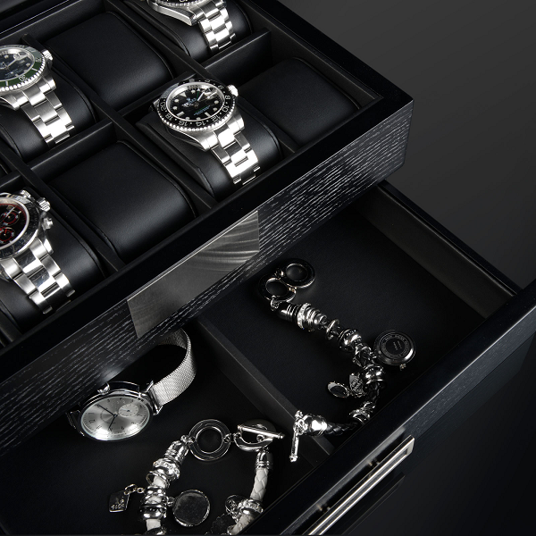 Кутия за часовници Heisse & Sohne Watch Box Monteray 10+ Ash - Black Satin