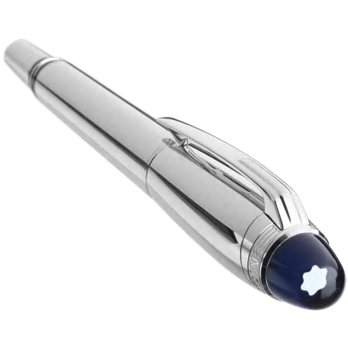 Montblanc StarWalker Metal Fountain Pen (118875) е модерна луксозна писалка, вдъхновена от изследването на Космоса и човешкия стремеж към нови хоризонти. Изцяло металният корпус и капачка с платинено покритие, емблематичната плаваща емблема Montblanc под син прозрачен купол и ръчно изработеното 14K (Au 585) златно перо с родиево покритие създават уникално съчетание между иновация, инженерна прецизност и елегантност. Съвместима с оригинални мастилени патрони и конвертор Montblanc, моделът 118875 е идеален избор за професионалисти и ценители на съвременните луксозни пишещи инструменти.