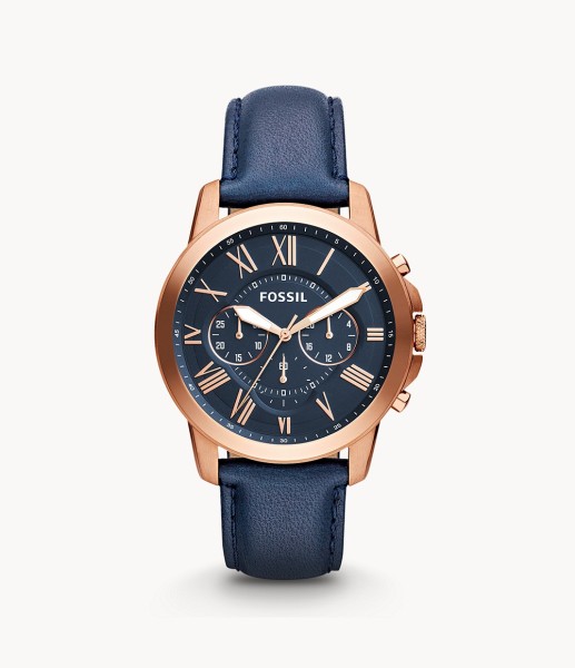 Fossil Grant Chronograph Navy Leather