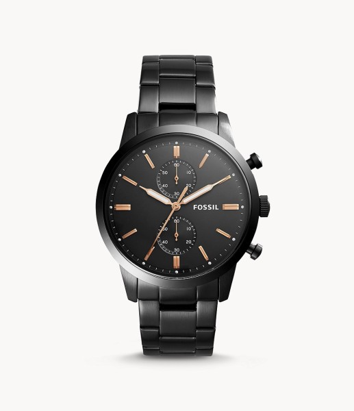 Fossil Townsman 44mm Chronograph Black Stainless Steel 
