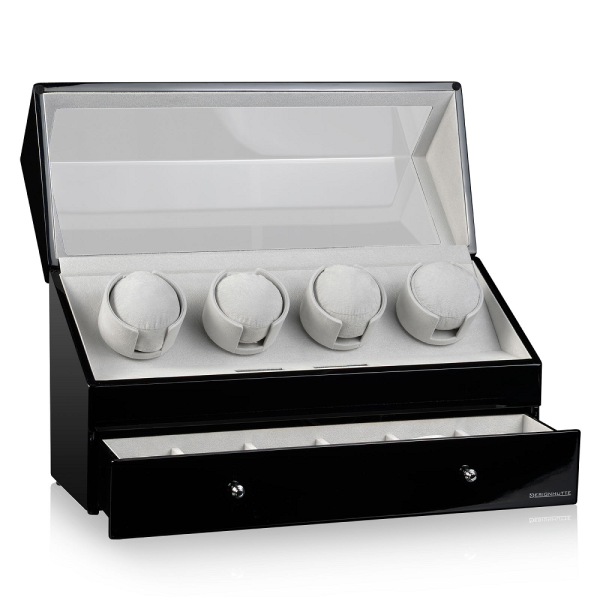 Кутия за навиване на часовници Designhütte Watch Winder San Diego 4 - Black / Grey