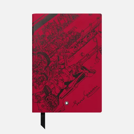 Montblanc Notebook #146 Great Characters Enzo Ferrari е луксозен тефтер, вдъхновен от легендарния Енцо Ферари и емблематичния цвят Rosso 70 Anni. Произведен в Италия, той разполага с 96 листа (192 страници) висококачествена хартия с воден знак Montblanc, линирани страници, мека червена корица и посребрени кантове. Част от престижната колекция Great Characters, този модел е идеален както за ежедневни записки, така и за ценители на Ferrari и Montblanc.