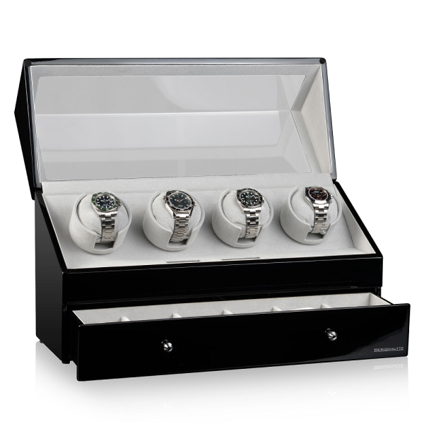 Кутия за навиване на часовници Designhütte Watch Winder San Diego 4 - Black / Grey