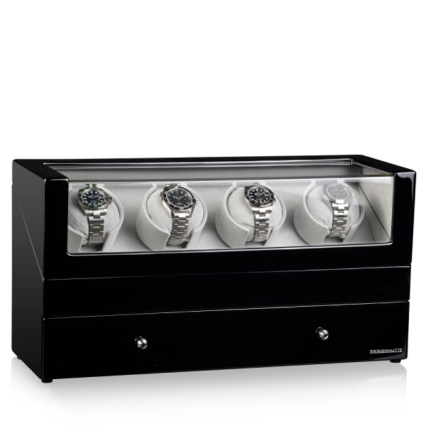 Кутия за навиване на часовници Designhütte Watch Winder San Diego 4 - Black / Grey