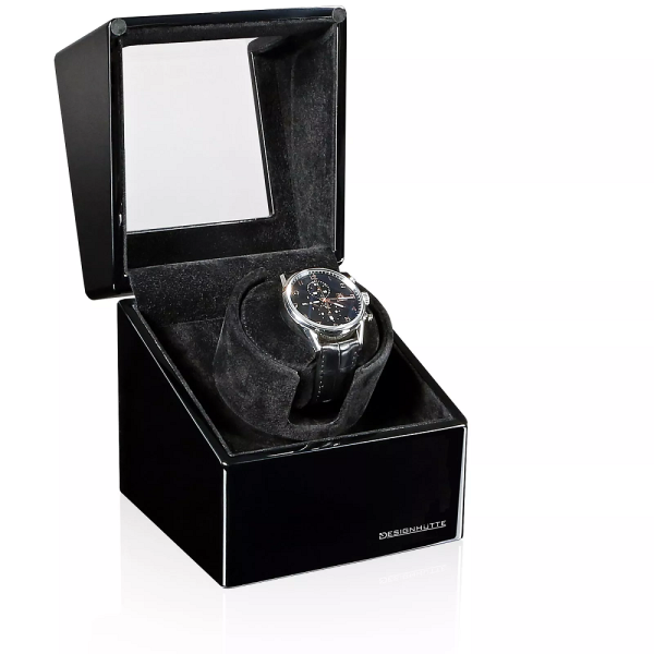 Кутия за навиване на часовници Designhütte Watch Winder San Diego 1 - Black / Black