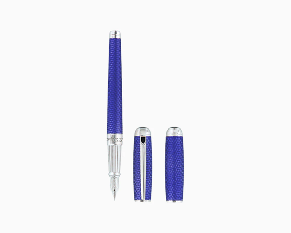 Писалка S.T.Dupont LINE D LARGE OCEAN BLUE AND PALLADIUM LACQUERED FIREHEAD GUILLOCHE