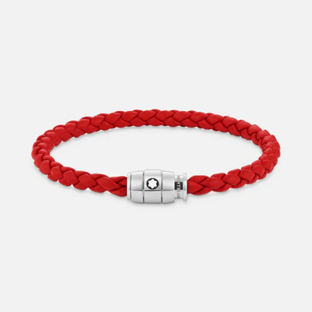 Мъжка гривна Montblanc Bracelet Steel 3 rings closing and Red leather, 60