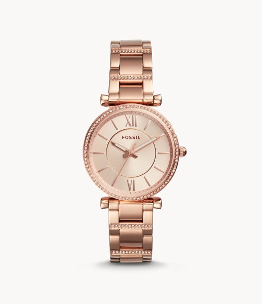 Fossil Carlie Three-Hand Rose Gold-Tone Stainless Steel