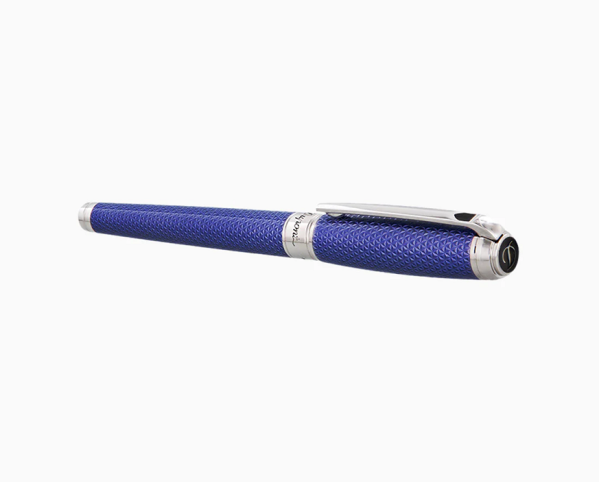 Писалка S.T.Dupont LINE D LARGE OCEAN BLUE AND PALLADIUM LACQUERED FIREHEAD GUILLOCHE