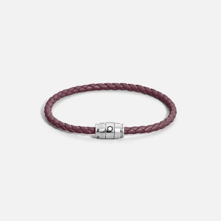 Мъжка гривна Montblanc Meisterstück Collection Steel 3 Ring Bracelet in Cassis Leather, 63