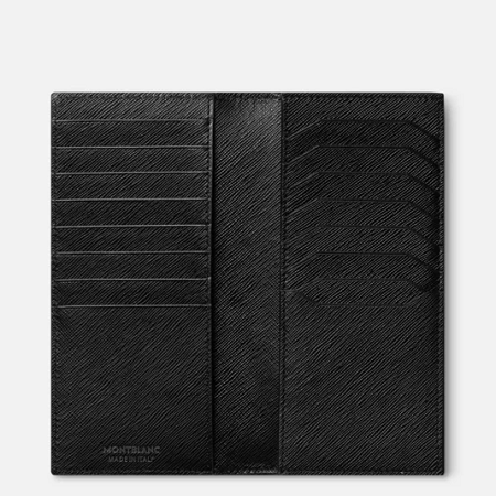 Montblanc Sartorial Long Wallet 15cc MB130320 е луксозен дълъг портфейл, изработен в Италия от пълнозърнеста телешка кожа със Saffiano релеф. Разполага с 15 отделения за карти, отделение за банкноти и голям вътрешен джоб, които осигуряват отлична организация на най-важните вещи. Благодарение на елегантния си силует, класическия черен цвят и безупречната изработка, този модел е идеален избор за хора, които ценят функционалността и изискания стил.