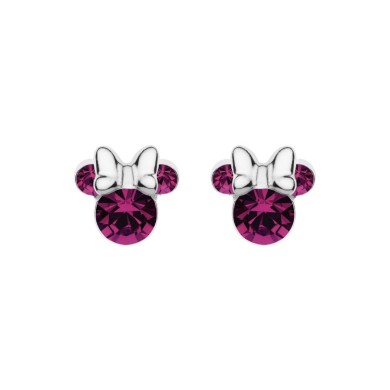 Обеци Disney Mickey Mouse Purple Crystal Stone