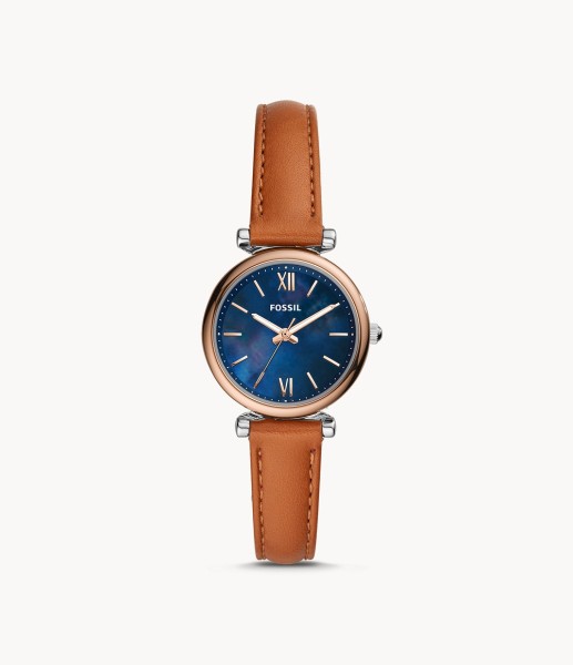 Fossil Carlie Mini Three-Hand Tan Leather