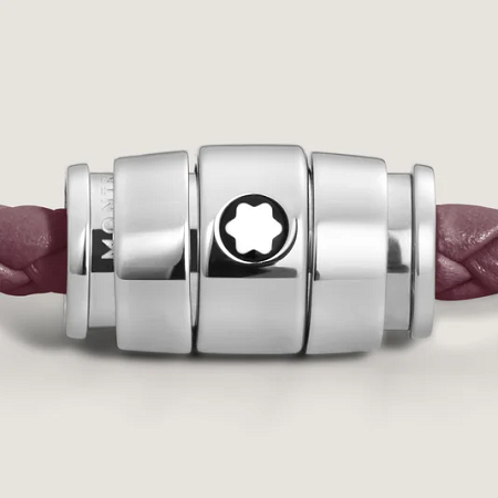 Мъжка гривна Montblanc Meisterstück Collection Steel 3 Ring Bracelet in Cassis Leather, 63